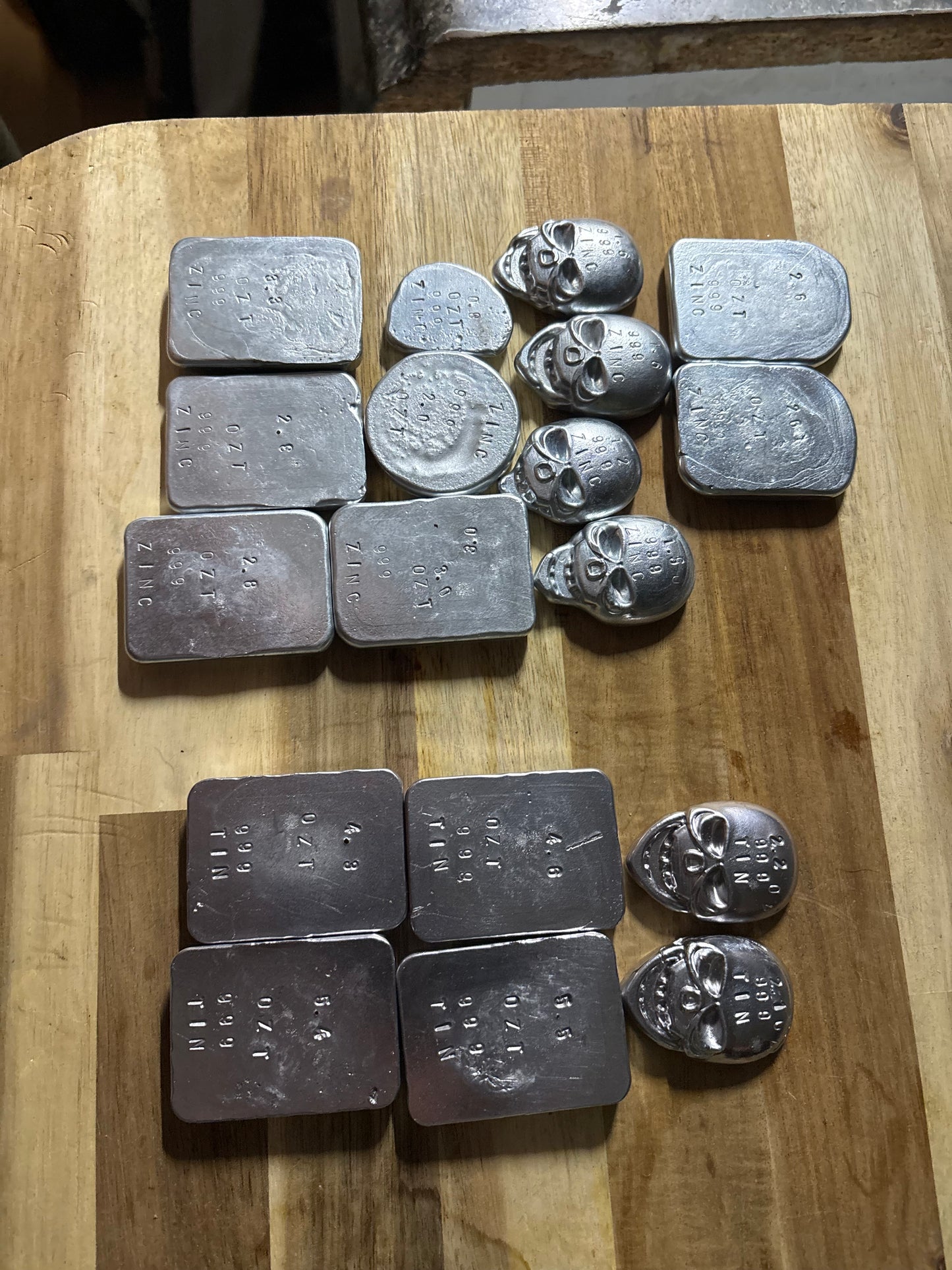 Pure double refined tin ingot bar 5-6 Troy oz hand poured bullion bar