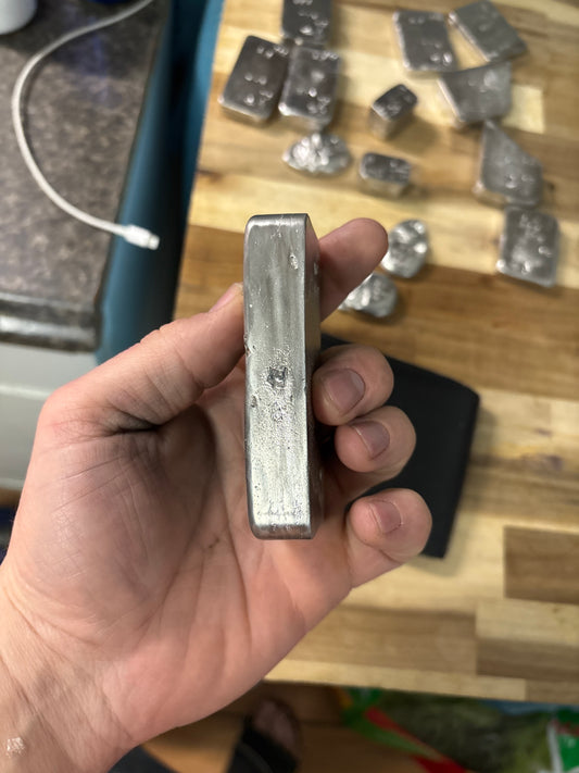 14.8 oz large ingot bar 999 double refined tin ingot hand poured