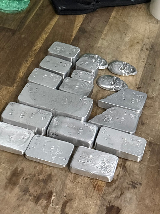 Pure double refined tin ingot bar 5-6 Troy oz hand poured bullion bar