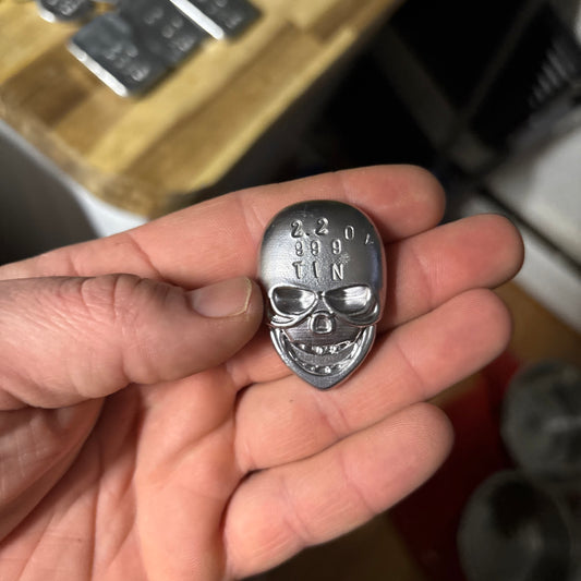 999 double refined tin skull ingot bar 2 pack hand poured