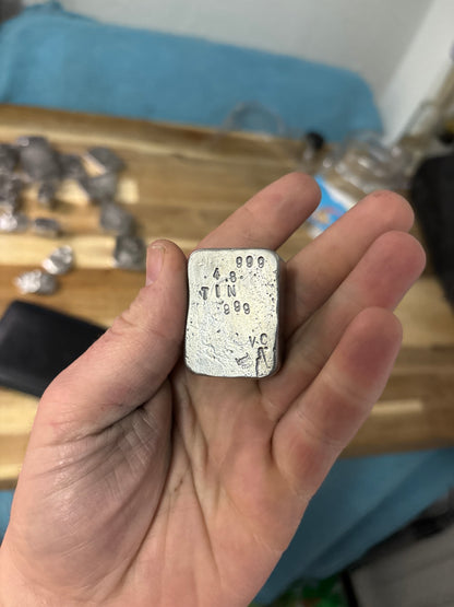 4.8 oz chubby ingot doubles refined 999 fine tin ingot bar