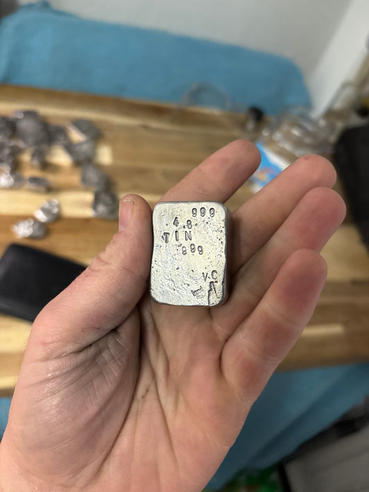 4.8 oz chubby ingot doubles refined 999 fine tin ingot bar