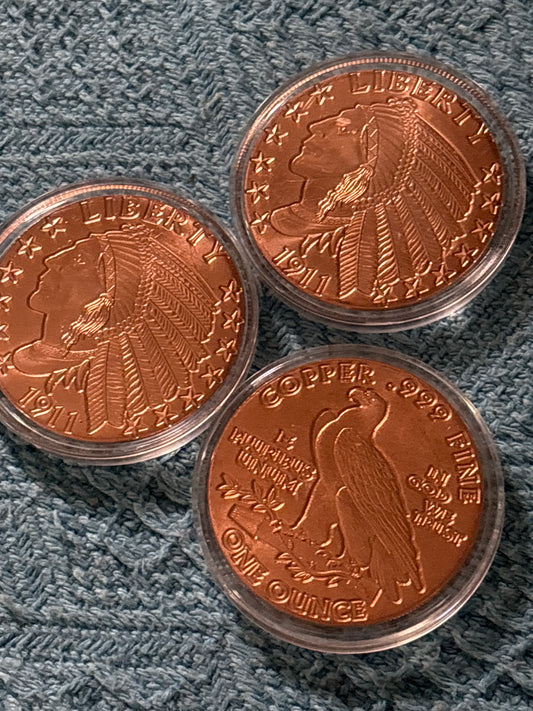 999 fine copper 2026 Indian head 1 Oz round Shopify exclusive deal