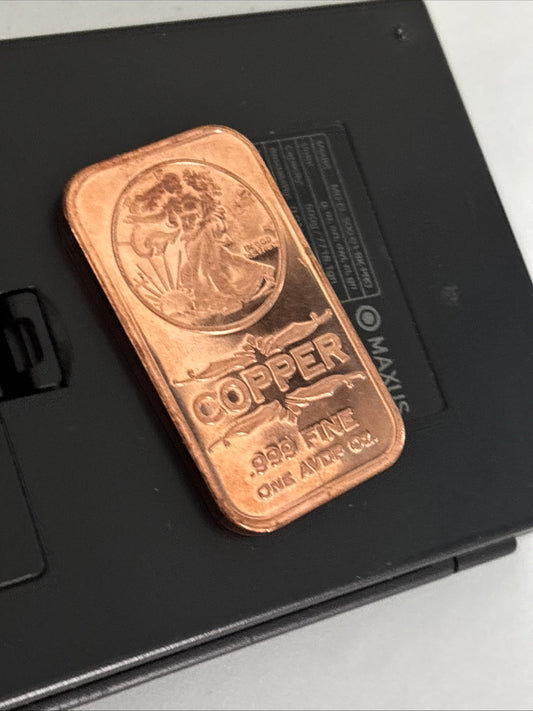 999 fine pure copper 1 Oz mini bar