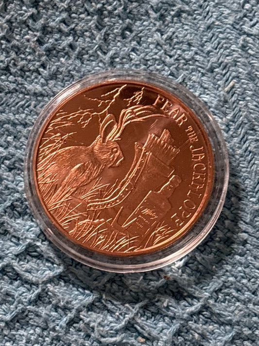 999 fine pure copper 1 oz specialty round fear the jackalope