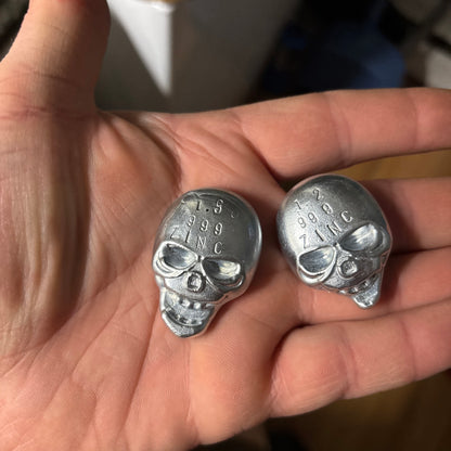999 fine zinc skulls 2 pack hand poured