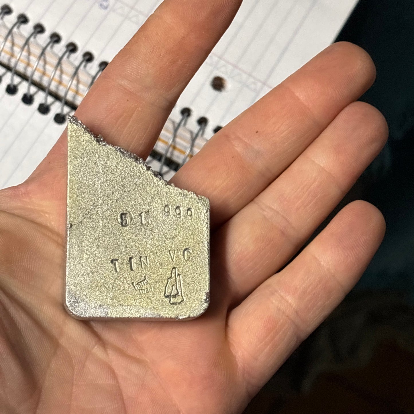 Pure double refined tin ingot bar 5-6 Troy oz hand poured bullion bar