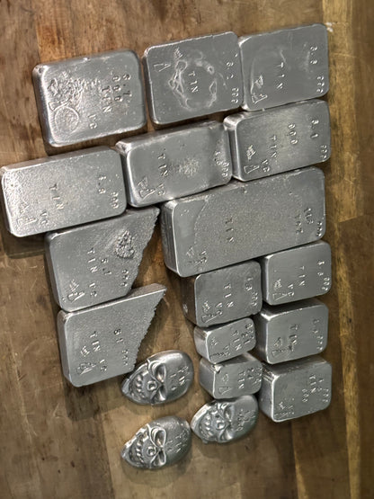 Pure double refined tin ingot bar 5-6 Troy oz hand poured bullion bar