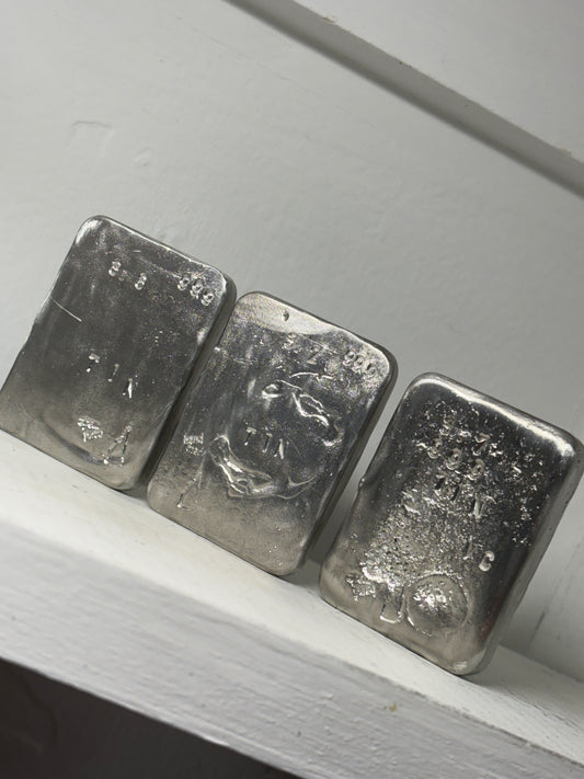 3.2-3.7 Troy ounce 999 fine double refined tin ingot bar