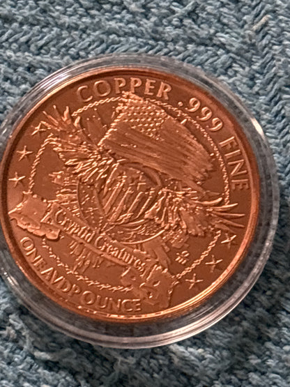 999 fine copper 1 oz round (specialty) Shopify exclusive deal the Jersey devil round