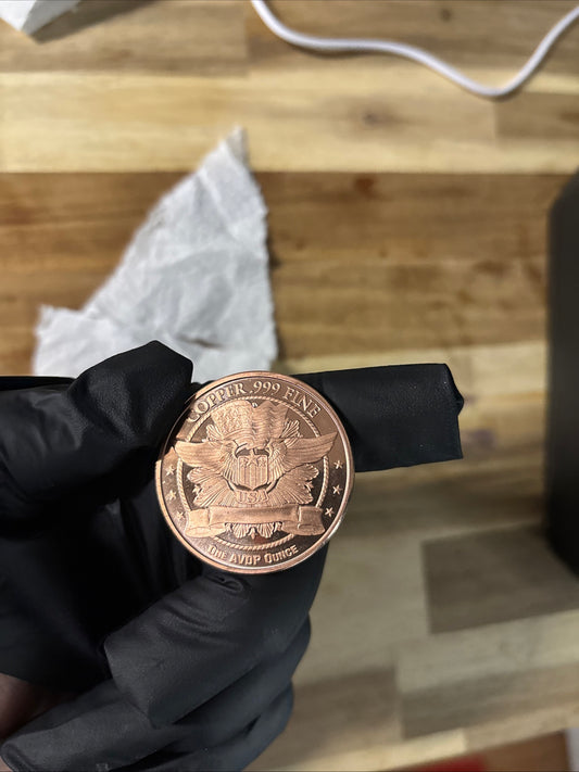 999 fine pure copper round (specialty)quarter reverse absolutely mint