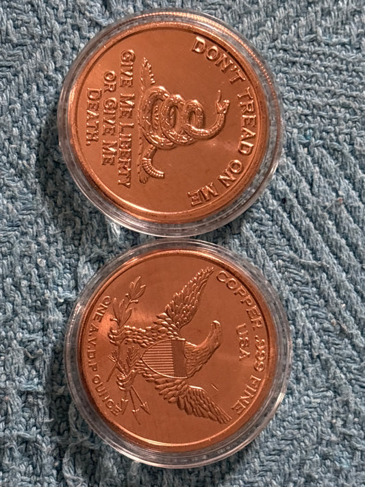 999 fine copper don’t tread on me 1 oz round