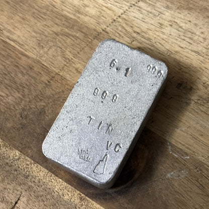 Pure double refined tin ingot bar 5-6 Troy oz hand poured bullion bar