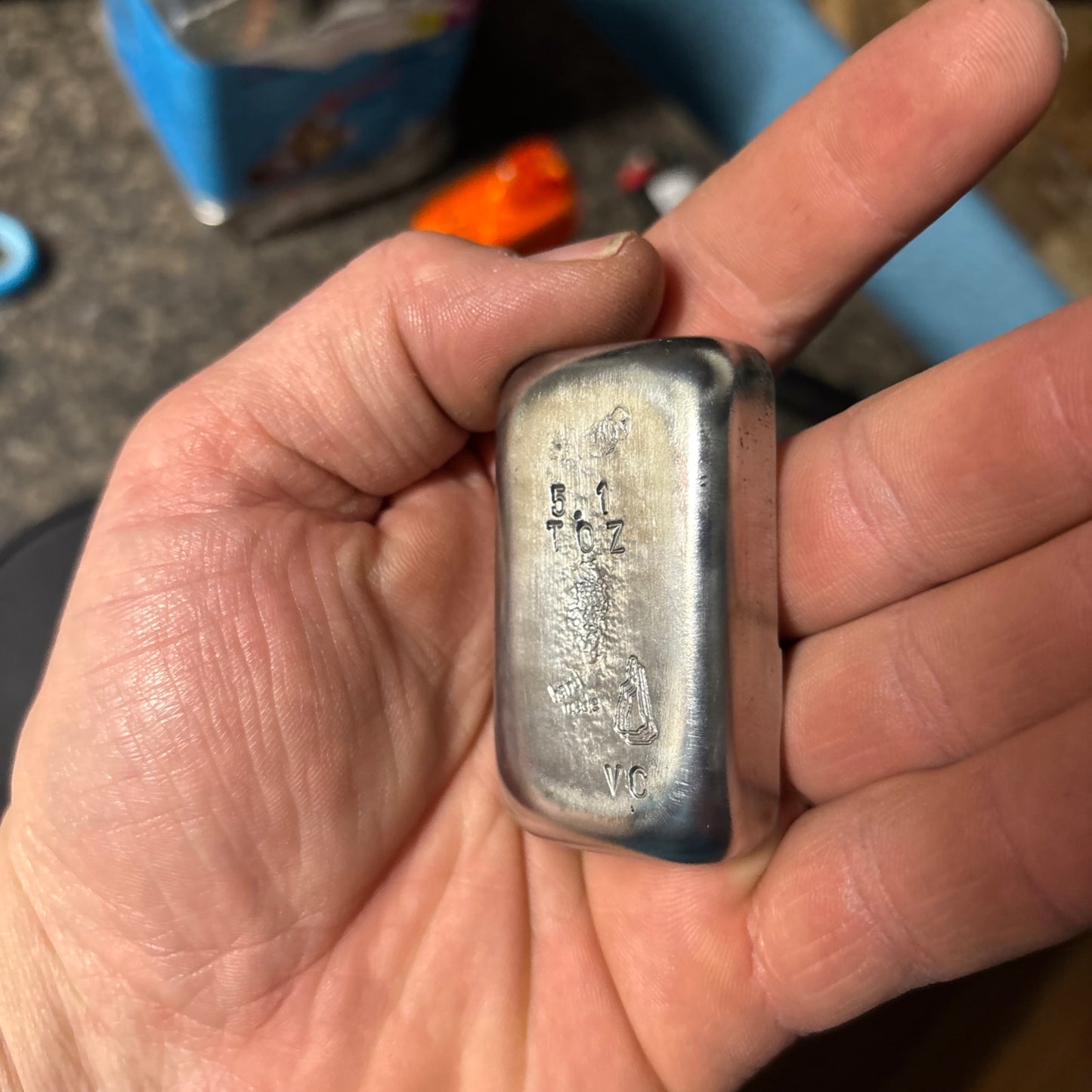 999 pure zinc bullion bar hand poured 5-5.9toz